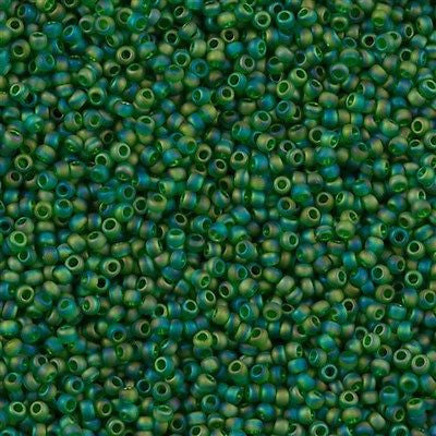 Toho Round Seed Bead 11/0 Transparent Matte Green AB 2.5-inch Tube (167BF)