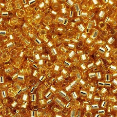 25g Miyuki Delica Seed Bead 11/0 Silver Lined Gold DB42
