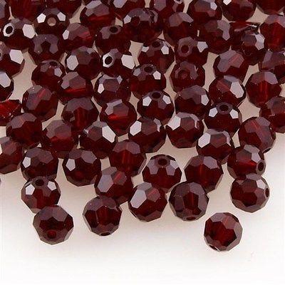 12 TRUE CRYSTAL 4mm Faceted Round Bead Siam (208)