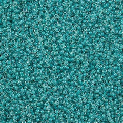 Miyuki Round Seed Bead 15/0 Inside Color Lined Turquoise Green AB 2-inch Tube (2208)