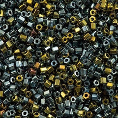 Toho Hex Seed Bead 11/0 Galvanized Blue Gold 7.2g Tube (721)