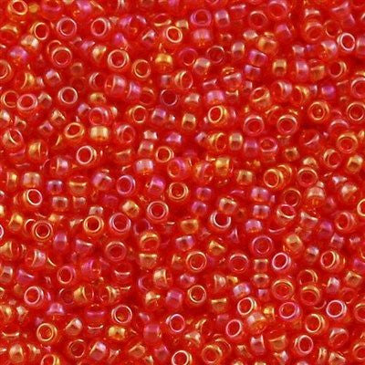 Miyuki Round Seed Bead 15/0 Transparent Orange AB 2-inch Tube (297)