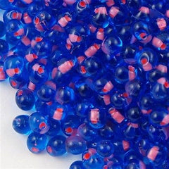 Miyuki Drop Fringe Seed Bead Pink Lined Cobalt 24g Tube (F30)