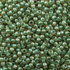 50g Toho Round Seed Beads 11/0 Inside Color Lined Sage Amber (380)