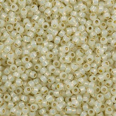 50g Toho Round Seed Bead 8/0 PermaFinish Milky Light Jonquil Silver Lined (2125PF)