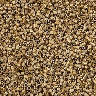 わかlil Miyuki Delica Seed Bead 15/0 Matte 24kt Light Gold Plated 2-inch