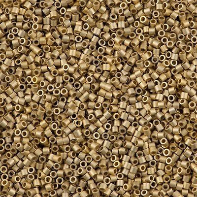 Miyuki Delica Seed Bead 15/0 Matte 24kt Light Gold Plated 2-inch Tube DBS334