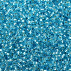 Miyuki Round Seed Bead 6/0 Matte Silver Lined Blue Topaz 20g Tube (18F)