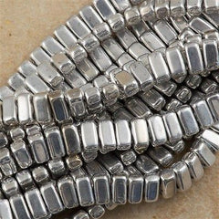 50 CzechMates 3x6mm Two Hole Brick Beads Silver (27000)
