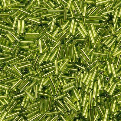 Miyuki 6mm Bugle Bead Silver Lined Lime Green 5-inch Tube (14)