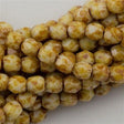 100 Czech Fire Polished 3mm Round Bead Opaque White Picasso (03000T)