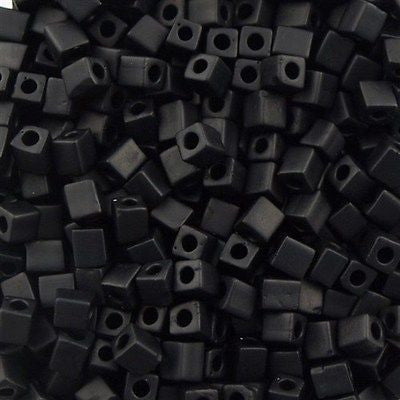 Miyuki 4mm Cube Seed Bead Opaque Matte Black 10g (401F)