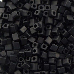Miyuki 4mm Cube Seed Bead Opaque Matte Black 19g Tube (401F)