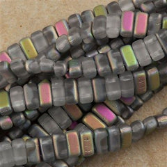 50 CzechMates 3x6mm Two Hole Brick Beads Matte Crystal Vitral BR-00030MV
