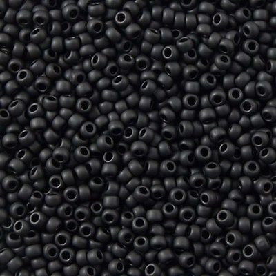 Toho Round Seed Bead 8/0 Opaque Matte Black 2.5-inch tube (49F)