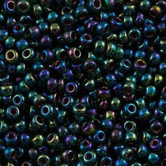 Miyuki Round Seed Bead 6/0 Fuchsia Lined Emerald AB 20g Tube (344)