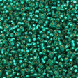 50g Miyuki Round Seed Bead 11/0 Matte Silver Lined Emerald (17F)