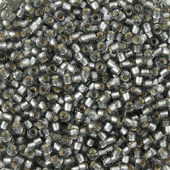 Toho Round Seed Bead 8/0 Silver Lined Transparent Matte Light Gray 2.5-inch tube (29AF)