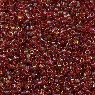 25g Miyuki Delica Seed Bead 11/0 Amber Inside Dyed Color Red DB282