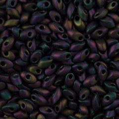 Miyuki Long Magatama Seed Bead Matte Gun Metal AB 8g Tube (2053)
