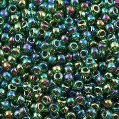 50g Miyuki Round Seed Bead 11/0 Fuchsia Lined Emerald (344)