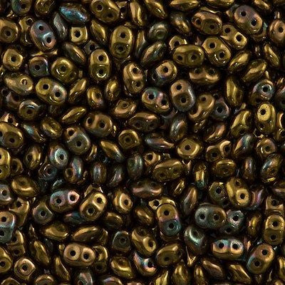 Super Duo 2x5mm Two Hole Beads Opaque Olive Bronze Vega 15g PA25-53420Y