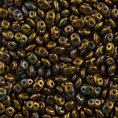 Super Duo 2x5mm Two Hole Beads Opaque Olive Bronze Vega 15g PA25-53420Y