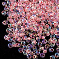 Miyuki 4mm Magatama Seed Bead Inside Color Lined Salmon AB 15g (2147)