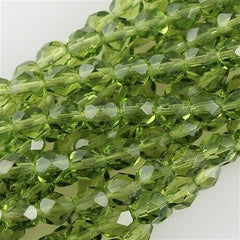 50 Czech Fire Polished 8mm Round Bead Olivine (50230)