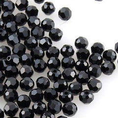12 TRUE CRYSTAL 3mm Faceted Round Bead Jet (280)