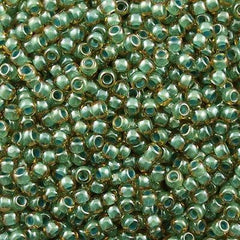 Toho Round Seed Bead 8/0 Inside Color Lined Sage Amber 5.5-inch tube (380)