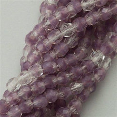 100 Czech Fire Polished 3mm Round Beads Amethyst Crystal FP3-26028