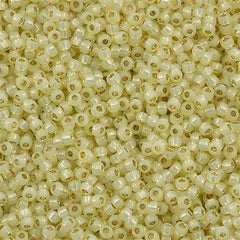 50g Toho Round Seed Bead 8/0 PermaFinish Silver Lined Milky Jonquil (2109PF)