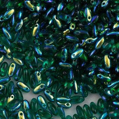 Czech Rizo 2.5x6mm Beads Emerald AB 15g RZ-50730AB