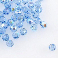 12 TRUE CRYSTAL 4mm Faceted Round Bead Light Sapphire AB (211 AB)