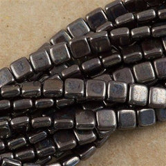 50 CzechMates 6mm Two Hole Tile Beads Chocolate Brown Luster Picasso (13720TL)