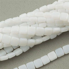 50 CzechMates 6mm Two Hole Tile Beads Opaque White (03000)