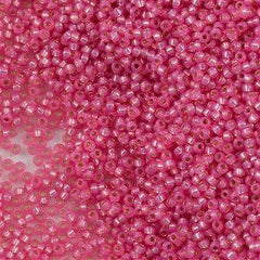 50g Miyuki Round Seed Bead 11/0 Ceylon Silver Lined Dyed Dark Pink (556)