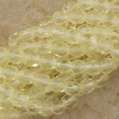 100 Czech Fire Polished 4mm Round Bead Jonquil (80130)