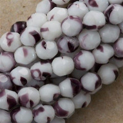 50 Czech Fire Polished 6mm Round Bead White Amethyst (08293)