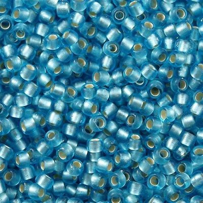 Toho Round Seed Bead 8/0 Silver Lined Transparent Matte Light Caribean 2.5-inch tube (23F)
