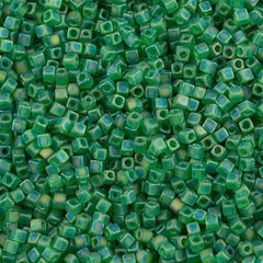 Miyuki 1.8mm Cube Seed Bead Matte Green AB 8g Tube (146FR)