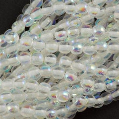 200 Czech 4mm Pressed Glass Round Beads Crystal AB (00030X)