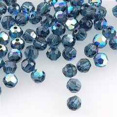 12 TRUE CRYSTAL 4mm Faceted Round Bead Montana AB (207 AB)