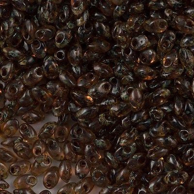 Miyuki Long Magatama Seed Bead Transparent Cream Picasso 8g Tube (4505)