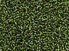 Toho Round Seed Bead 15/0 Silver Lined Matte Moss 2.5-inch Tube (37F)