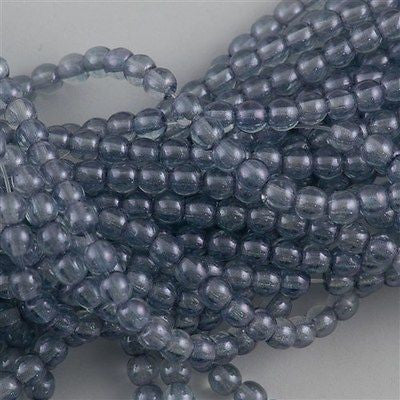 100 Czech 6mm Pressed Glass Round Beads Transparent Blue Luster (14464)