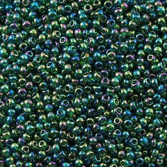 Toho Round Seed Bead 11/0 Transparent Emerald AB 2.5-inch Tube (179)