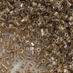 Toho Hex Seed Bead 11/0 Inside Color Lined Gold 7.2g Tube (989)