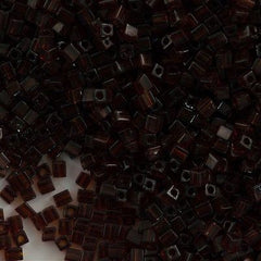 Miyuki 3mm Cube Seed Bead Transparent Dark Amber 19g Tube (134)